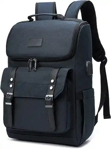 Vintage Travel Laptop Backpack with USB charging
